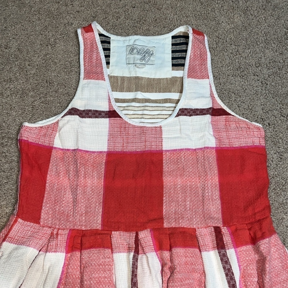 Ace & Jig‎ Boardwalk Dress Doublecloth Cotton Rouge Red Plaid Large - Picture 5 of 11